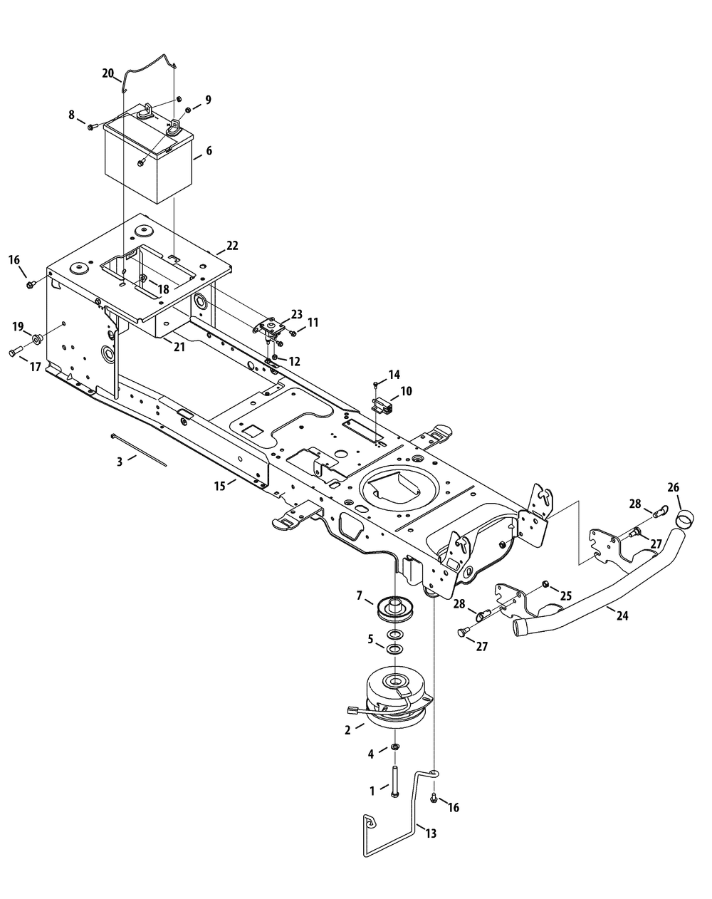 Frame, Electrical And Pto Diagram and Parts List for SLTX1054VT 13VR92AK009-13WR92AK009-13WR92AK010 Cub Cadet Lawn Tractor